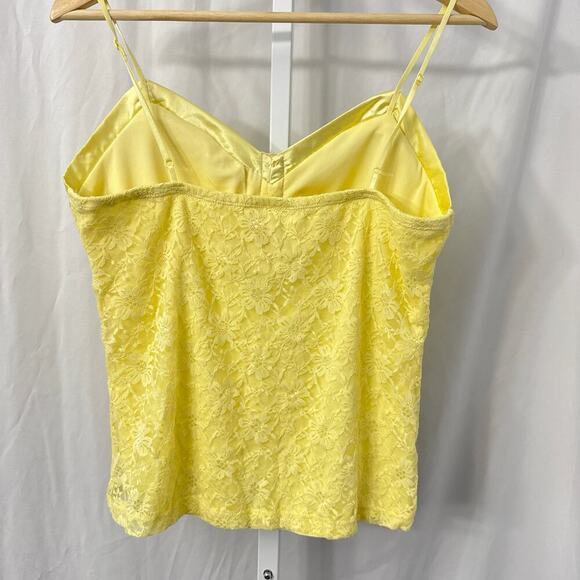 Candies Y2K Babydoll Top XL Yellow Lace Rhinestone Floral - Picture 10 of 12